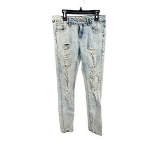 VIP Jeans Light Wash Blue Distressed Denim Skinny Jeans Women's Size 1/2